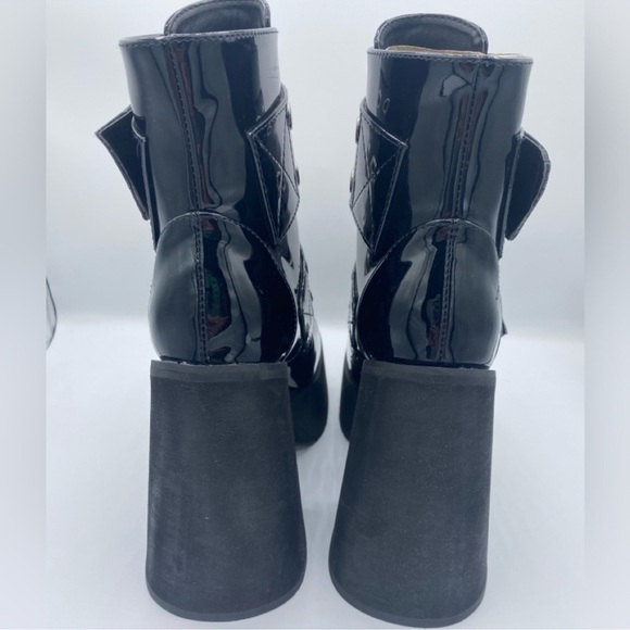 Dolls Kill Black Combat Boots with Silver Buckles - Picture 3 of 7